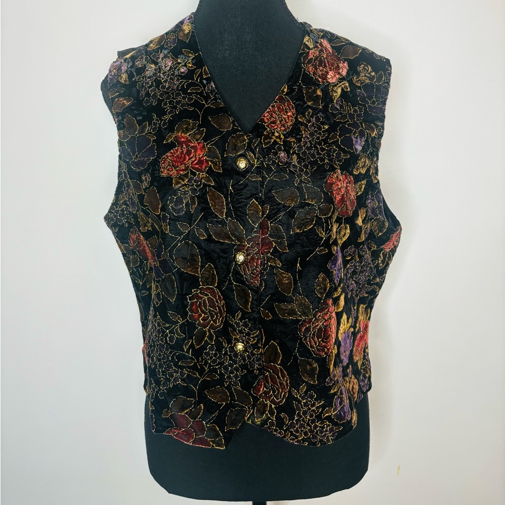 Fairest Vintage Velour Vest Floral